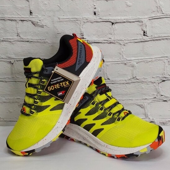 Merrell Men's Neon Yellow Black Gore-Tex Athletic Trail Shoes